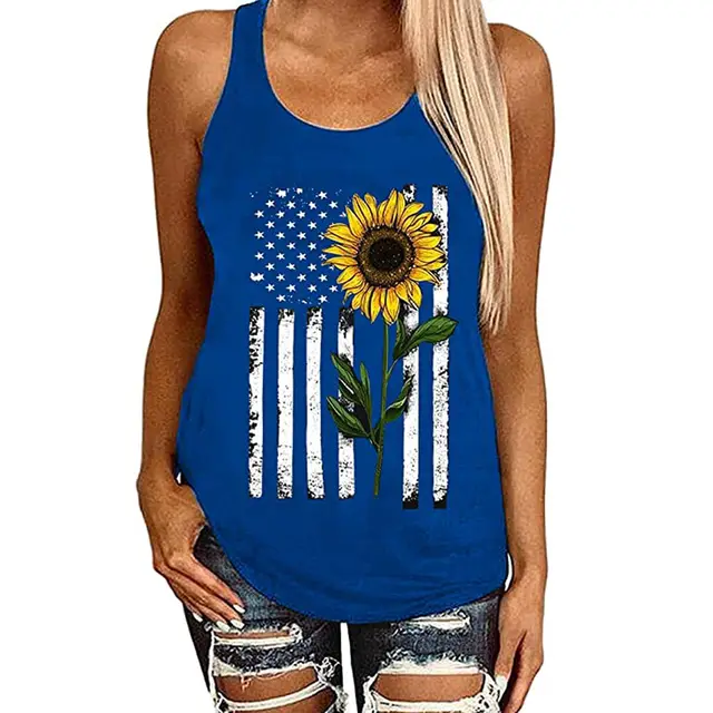 Hot New National Flag Printed Vest T shirt Blue - Shop at LoveMi