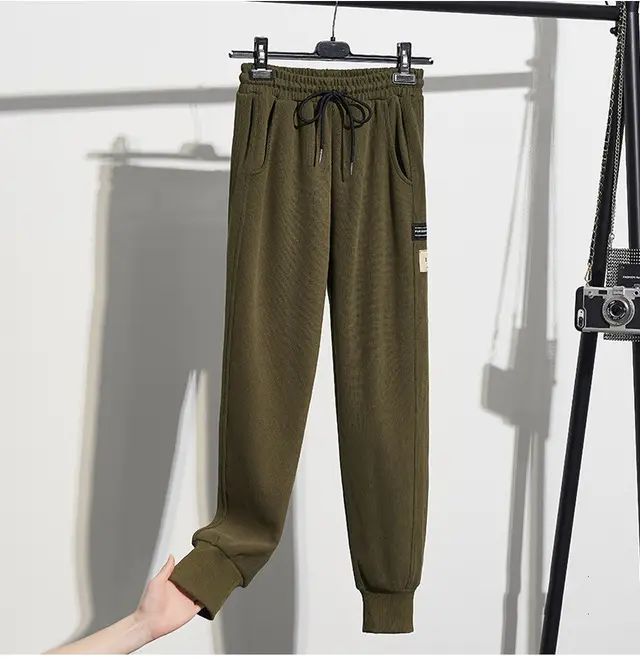 Women's Casual Simple Solid Color Leg Closing Trousers Green - Shop at LoveMi