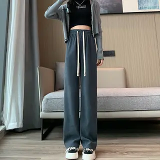 Makaron Knitted Wide Leg Pants For Women - Grey