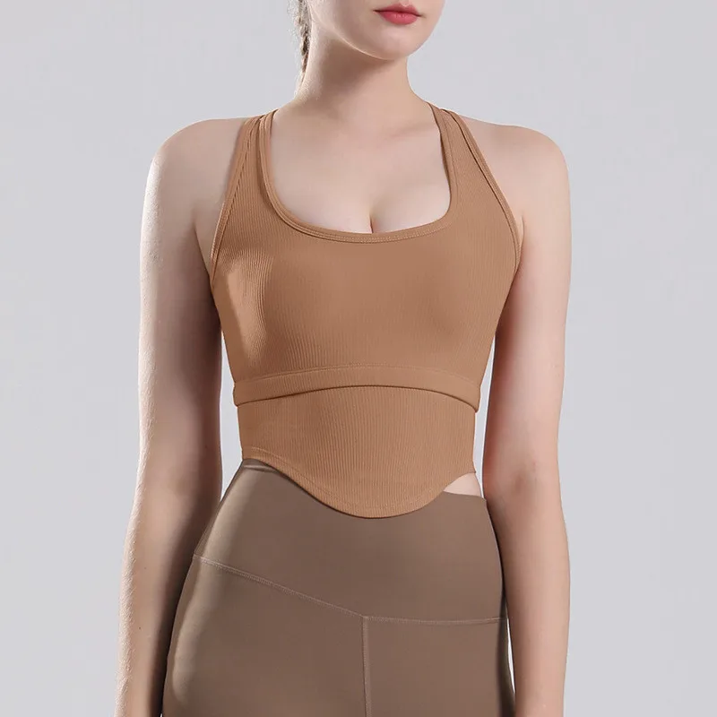 Running Bra With Cushion For Shock Absorption Cookie Coffee - Shop at LoveMi