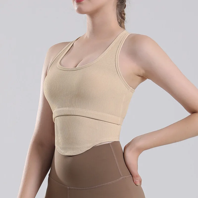 Running Bra With Cushion For Shock Absorption Khaki - Shop at LoveMi