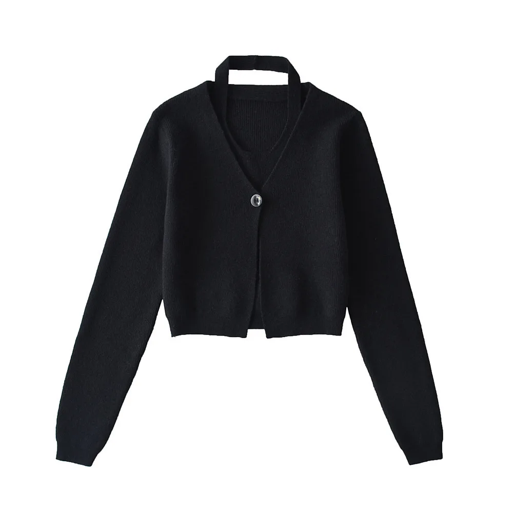 European And American Short Neck Knitting Vest Fashion Suit Black - Shop at LoveMi