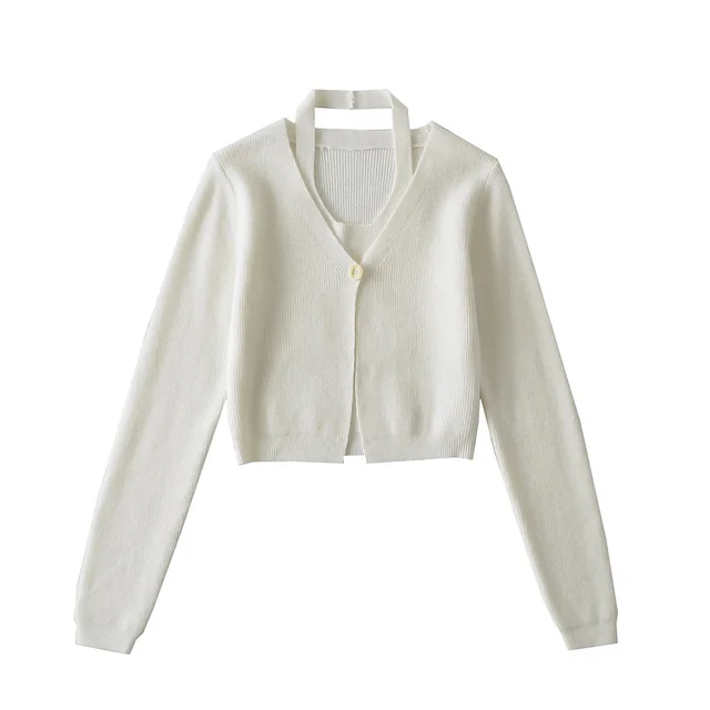 European And American Short Neck Knitting Vest Fashion Suit White - Shop at LoveMi