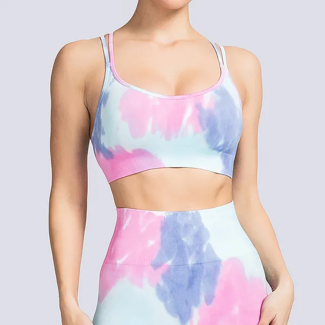Women's Seamless Knitting Tie Dyed Sweatpants Suit Purple Suspenders - Shop at LoveMi