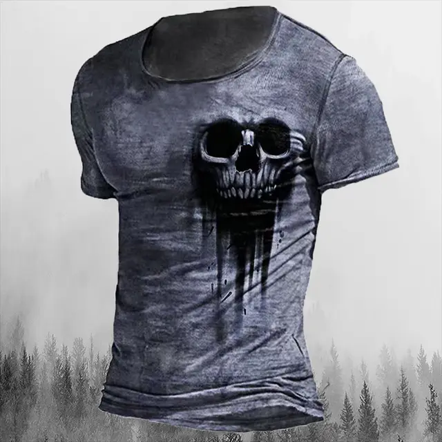 Printed Men's T Shirt Vintage Horror Skull Top Ti2565 - Shop at LoveMi