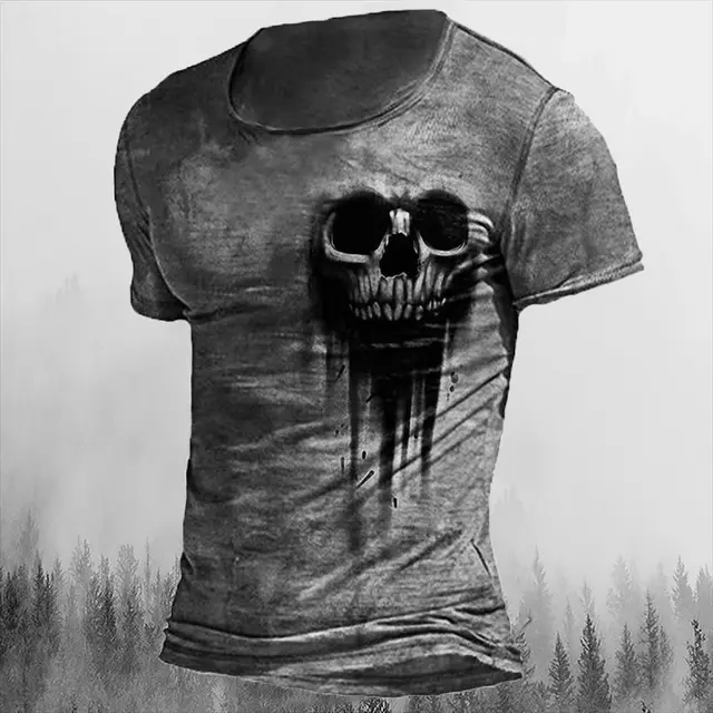 Printed Men's T Shirt Vintage Horror Skull Top Ti2567 - Shop at LoveMi