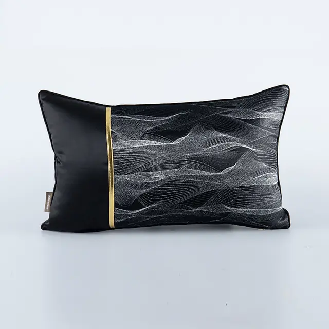 Simple Modern Luxury Style Throw Pillow Cushion Black Knight Splicing - Shop at LoveMi