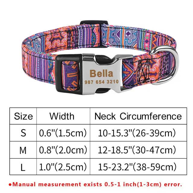 Adjustable Nylon Custom Dog Collar Free Engraved Name ID Tag Purple - Shop at LoveMi