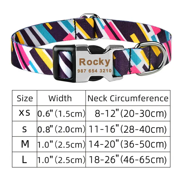Adjustable Nylon Custom Dog Collar Free Engraved Name ID Tag Rose - Shop at LoveMi