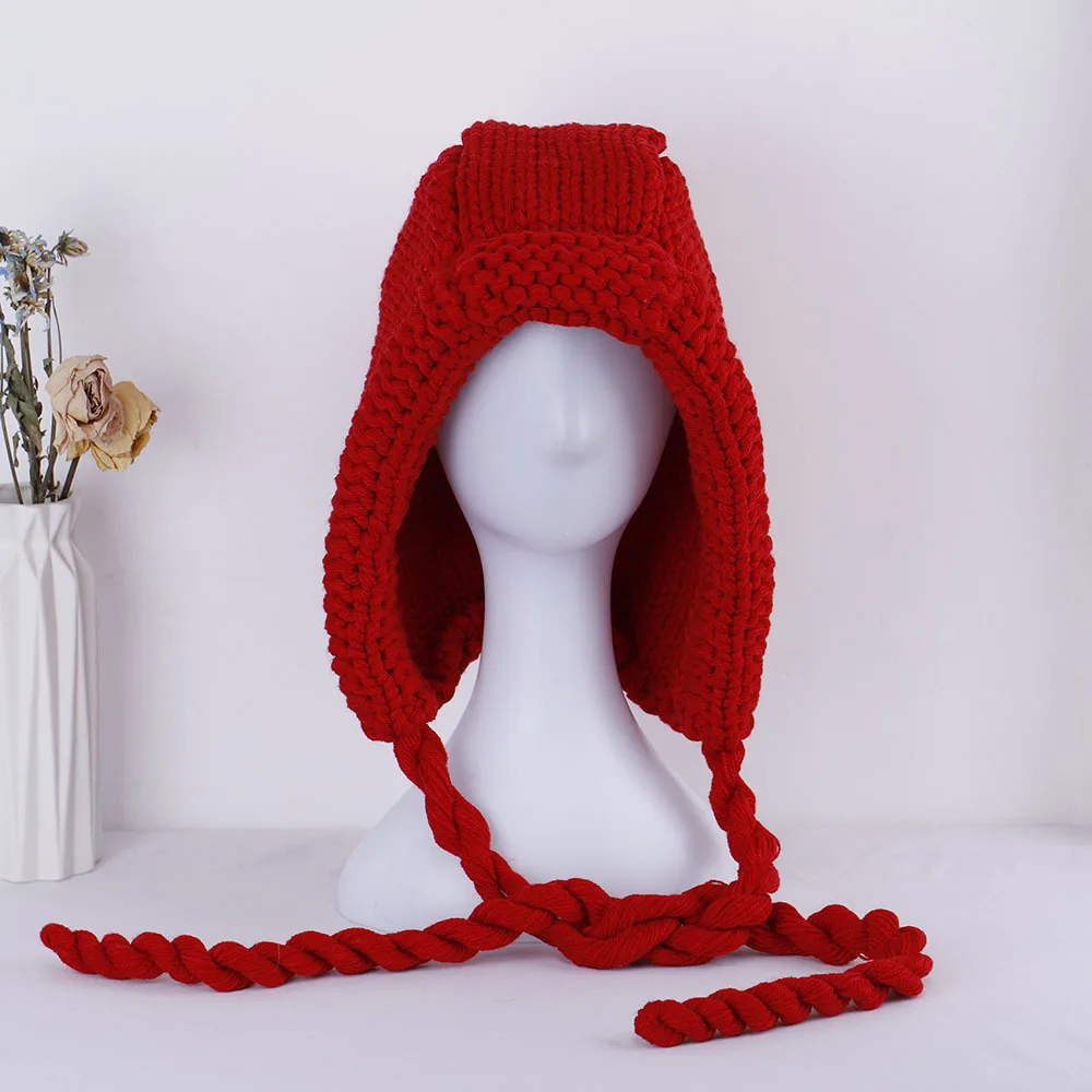 Loose Slouchy Cloak Knit Hat Solid Red - Shop at LoveMi