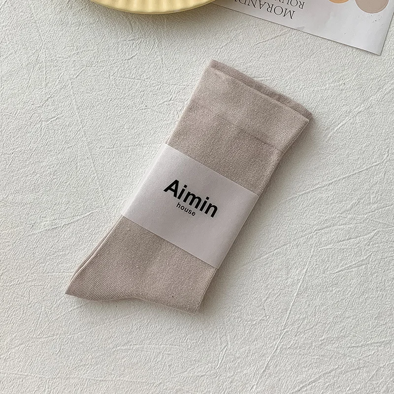 Korean Version Of Pure Cotton Ladies Socks Bean Ash - Shop at LoveMi