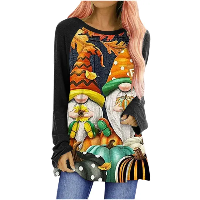 Loose Round Neck Long Sleeve T shirt For Women Fig1 - Shop at LoveMi