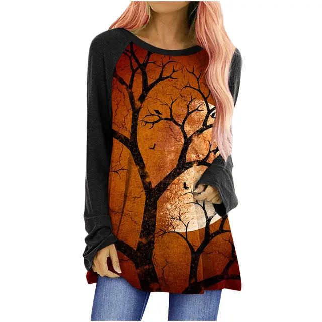 Loose Round Neck Long Sleeve T shirt For Women Fig2 - Shop at LoveMi