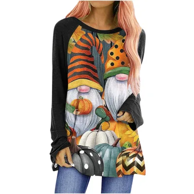 Loose Round Neck Long Sleeve T shirt For Women Fig5 L - Shop at LoveMi