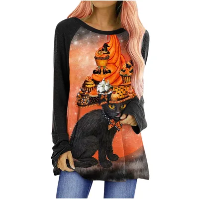 Loose Round Neck Long Sleeve T shirt For Women Fig7 2Xl - Shop at LoveMi