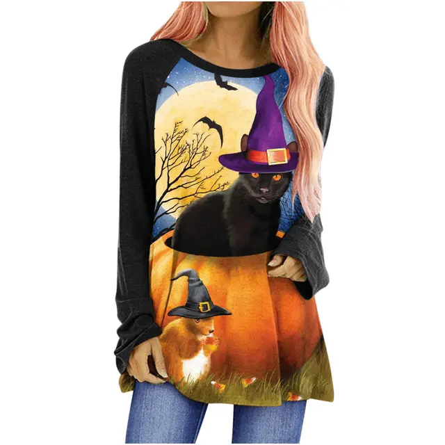 Loose Round Neck Long Sleeve T shirt For Women Fig8 - Shop at LoveMi