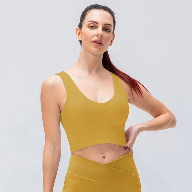 Women's Running Fitness Breathable Tight Sports Yoga Vest Turmeric - Shop at LoveMi