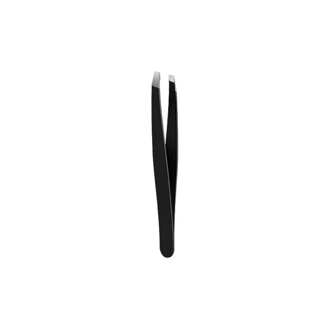 Stainless Steel Eyebrow Tweezers Black Flat Hairs Puller Beauty Makeup Tool Oblique - Shop at LoveMi