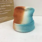 Tie Dyed Rabbit Hair Knitted Wool Hat Female - Orange