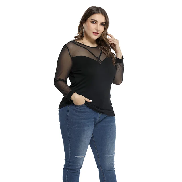 Women's Mesh Large Sexy Slim Top Black - Shop at LoveMi