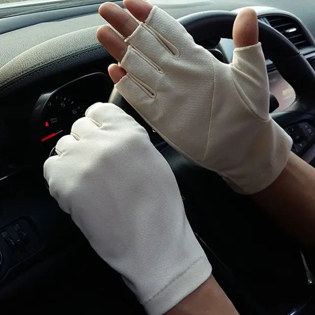 Men's And Women's Fashion Casual Half Finger Gloves Beige - Shop at LoveMi