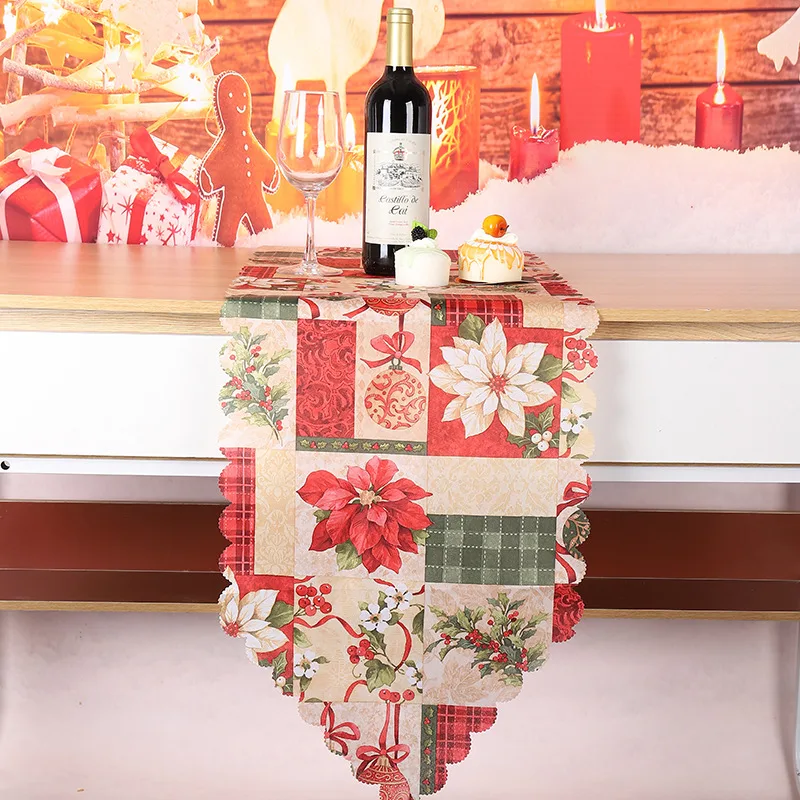 Christmas Decorations Printed Cloth Table Runner Flower Style - Shop at LoveMi