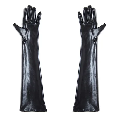 Stage Performance Nightclub Ladies PU Leather Gloves Black - Shop at LoveMi