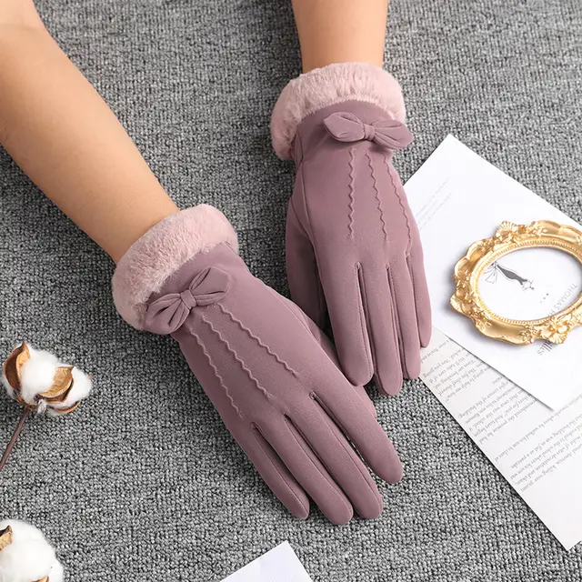 Plush Thick Windproof Touch Screen Driving Gloves B116 Bean - Shop at LoveMi