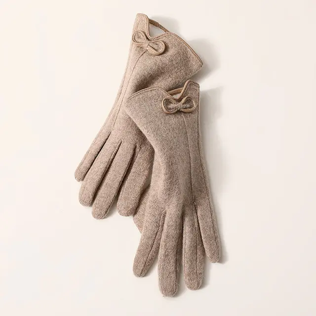 Plush Warm Wool Gloves Driving Touch Screen Khaki - Shop at LoveMi