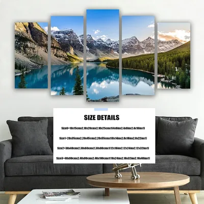 Canvas Wall Arts Moraine Lake And Mountain Living Room Modular Modern Picture Home Decor Size0 - Shop at LoveMi