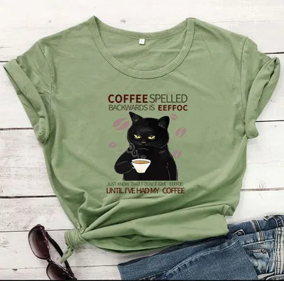 Women's Fashion Casual Printing Cat Pattern T shirt Green - Shop at LoveMi