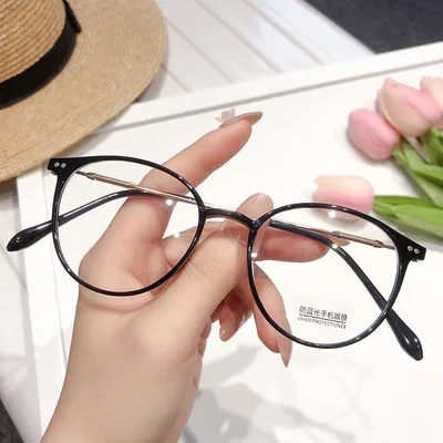 Retro Elliptical Spring Leg Optical Lens Frame Light Black Box - Shop at LoveMi