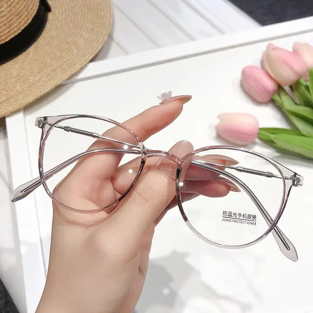 Retro Elliptical Spring Leg Optical Lens Frame Light Grey Box - Shop at LoveMi