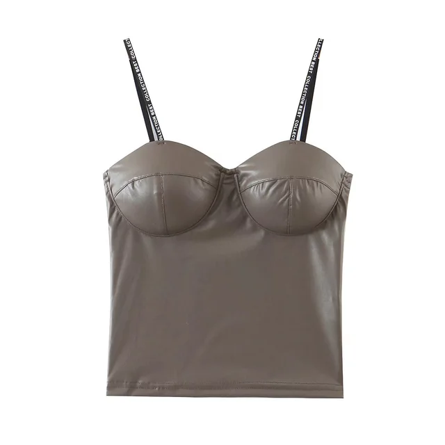 Slim Waistcoat Girl With Strapless Shoulders Army Green - Shop at LoveMi