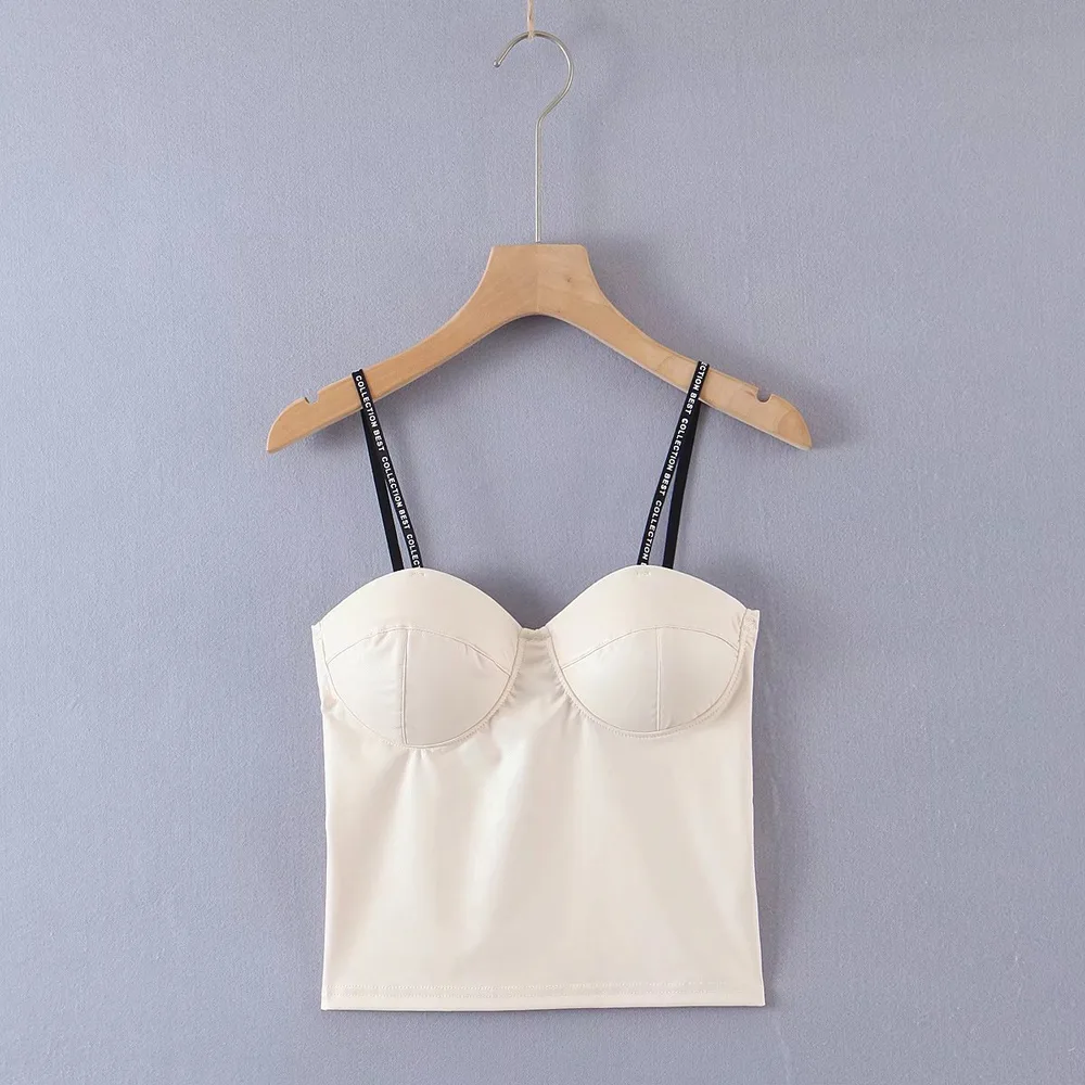 Slim Waistcoat Girl With Strapless Shoulders Beige - Shop at LoveMi