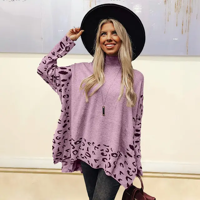 New Printed Long Sleeve High Collar Loose Casual Top For Women Pink - Shop at LoveMi