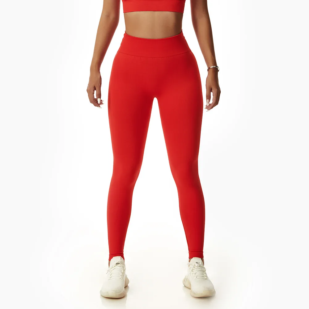 High Waist Abdomen Shrinking And Hip Lifting Fitness Stretch Outwear Tight Running Pants Women Red - Shop at LoveMi