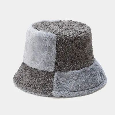 Women's Trendy All match New Style Stitching Plush Hat Grey - Shop at LoveMi