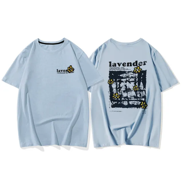 Men's And Women's Fashion Retro Round Neck Loose T shirt Tops Blue - Shop at LoveMi