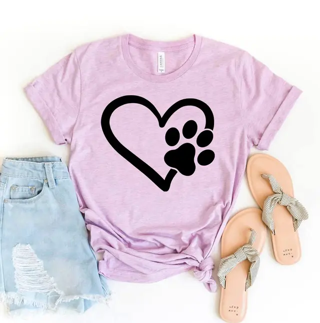Simple Love Dog Print T shirt Pink - Shop at LoveMi