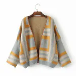 Idle Style PU Leather Hemming Color Matching Cardigan Sweater