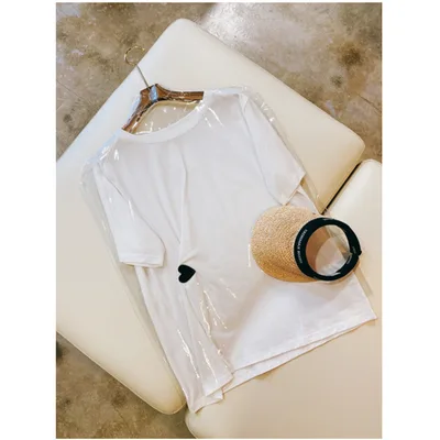 Black Love Embroidered Irregular Crew Neck T shirt White - Shop at LoveMi