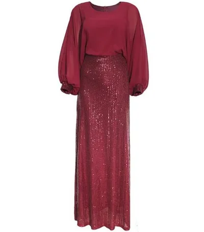 African Women's Beads Chiffon Party Evening Dress Big Size Red - Shop at LoveMi
