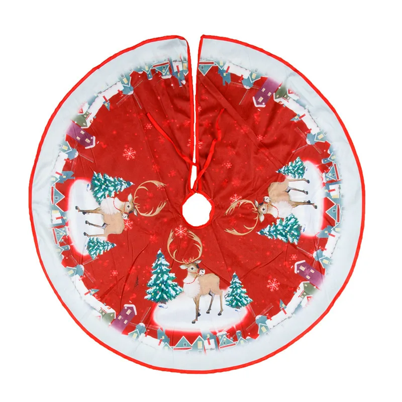 Christmas Printed Apron Tree Bottom Decoration Scene Arrangement Decoration Red Elk C Yellow - Shop at LoveMi