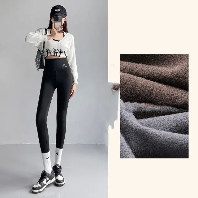 Women's Fashion Personality Fleece Shark Leggings Black Brushed - Shop at LoveMi