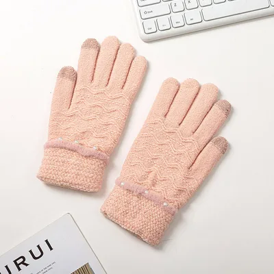Fashion Knitted Gloves For Women To Keep Warm In Winter Light Pink - Shop at LoveMi