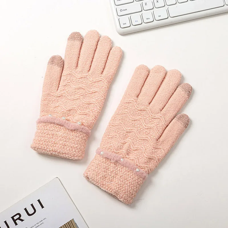 Fashion Knitted Gloves For Women To Keep Warm In Winter - Light Pink