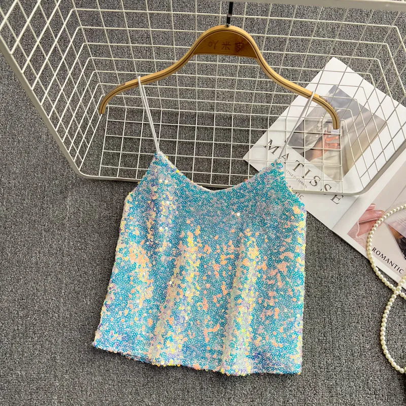 Women Wear Foreign Style Short Loose Sleeveless Tops Wathet One Size - Shop at LoveMi