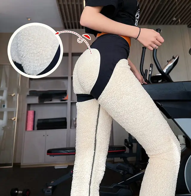 Warm Shark Leggings With Lamb Wool For Autumn And Winter 8Flight Pants Black Lamb Flee - Shop at LoveMi