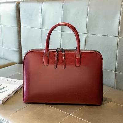 Simple And Fashionable Leather Briefcase Red - Shop at LoveMi